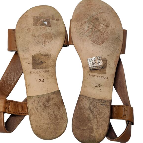 Free People Under Wraps Soft Brown Leather Strappy Slingback Flat Sandals 8 - Picture 10 of 15